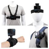 Accessories Set for GoPro Hero 13/12/11/10/9/8/7/6/5/4,New Quick Release Head Strap Mount + Chest Mount Harness + Backpack Clip Holder + 360°Rotating Wrist Strap