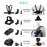 Accessories Set for GoPro Hero 13/12/11/10/9/8/7/6/5/4,New Quick Release Head Strap Mount + Chest Mount Harness + Backpack Clip Holder + 360°Rotating Wrist Strap