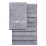Cosy Family 10 Pack Makeup Remover Wash Cloths - Soft Microfiber Fingertip Facial Cleansing Cloths for Hand and Make Up, 12 x 12 in, Grey