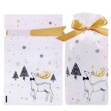 HRX Package 50pcs Christmas Treat Bags, 5.8x9x2.4 inch Drawstring Gift Bags Candy Bags Party Favor Bags for Goodies Cookies