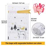 HRX Package 50pcs Christmas Treat Bags, 5.8x9x2.4 inch Drawstring Gift Bags Candy Bags Party Favor Bags for Goodies Cookies