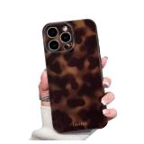 XQAGU Cute Phone Case for iPhone 16 Pro Case Amber Leopard Full Camera Protective Slim Shockproof Aesthetic-Brown Amber