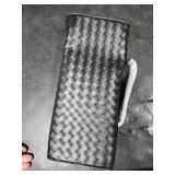 Woven Bags Evening Clutch Purses Bags for Women With Adjustable Long Strap Crossbody Handbag Wallets PU Leather - Black