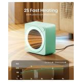 Gaiatop Mini Space Heater, Lightweight PTC Ceramic Fast Heating 500W Energy Efficient for Indoor Use, Overheating & 45° Tip-Over Protection, Portable Desk Electric Heaters for Office Home Green