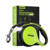 Retractable Dog Leash with Light, 16.4 ft Retractable Pet Leash with Anti-Slip Soft Grip, 360Â° Tangle-Free, One-Button Control, Reflective Leashes for Small Medium Dog Up to 66 lbs