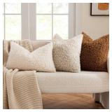 MIULEE Pack of 2 Faux Fur Throw Pillow Covers 18x18 Inch Bronze Boucle Decorative Sherpa Pillow Covers Fuzzy Accent Soft Sheepskin Fleece for Boho Home Decor Sofa Living Room Couch Bed