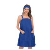 Hysunland Shower Wrap with Straps Plus Size 2X, Navy Blue Plus Size Around Wrap Towel for Wedding Bridal Party