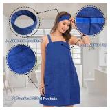 Hysunland Shower Wrap with Straps Plus Size 2X, Navy Blue Plus Size Around Wrap Towel for Wedding Bridal Party