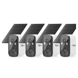 Security Cameras Wireless Outdoor, 4-Pack Solar-Powered Security Camera for Home Security with 2K Full Color Night Vision,PIR Detection, 2.4G WiFi