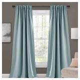 95"x52" Insulated Back Tab Blackout Window Curtain Panels Blue - Lush Dcor: Noise Reduction, Energy Efficient, Thermal