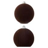 2 Count Dark Brown Velvet-Feel Jumbo Shatterproof Christmas Ornaments, 5.9", by Holiday Time