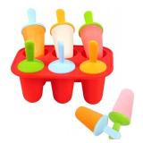 Miaowoof Silicone Popsicles Molds for Toddlers, 6-Cavity Non-BPA Premium Silicone Small Popsicle Molds, Ice Pop Mold with 6 Colorful Reusable Sticks for Kids (Red)