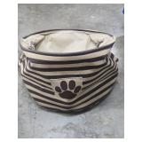 Bone Dry Pet Storage Collection Striped Paw Patch Bin Large Round Brown