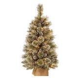 National Tree Company 3ft. Glittery Bristle® Pine Tree with LED Lights - Retail: $70