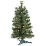 Nearly Natural 2ft. Green Artificial Christmas Tree with 35 LED Lights and 72 Bendable Branches (Missing Part of Stand)