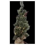 Pre-lit Artificial Pine Christmas Tree with Burlap Base 3ft Tall