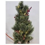 Pre-lit Artificial Pine Christmas Tree with Burlap Base 3ft Tall
