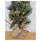 Pre-lit Artificial Pine Christmas Tree with Burlap Base 3ft Tall