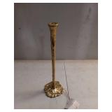 15 in. Gold Metal Aluminum Forged Taper Candle Holder with Textured Decorative Base