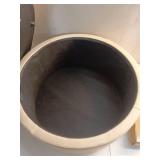 HomePop Round Leatherette Storage Ottoman with Lid, Large, Cream Faux Leather  - Retail: $88