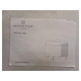 HomePop Round Leatherette Storage Ottoman with Lid, Large, Cream Faux Leather  - Retail: $88