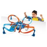 Hot Wheels Track Set with 1:64 Scale Toy Car Criss-Cross Crash Track with Motorized Booster - Retail: $50