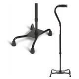 Medline Aluminum Quad Cane with Small Base for Balance, Knee Injuries, Leg Surgery Recovery & Mobility, Portable, Lightweight Walking Aid for Seniors & Adults