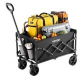 VEVOR Collapsible Folding Wagon with Wheels, Wagons Carts Foldable with 225lbs Capacity, Lightweight Portable Utility Wagon Cart for Grocery Shopping Sports Camping and Garden