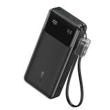 Anker 20000mAh 30W Power Bank - Black: USB-C & USB Ports, Built-In Cable, Rechargeable - Retail: $50