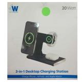 Just Wireless 3-in-1 Portable Wireless Charger - Black: USB-C with 15W Output