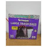 Ultrasac - Drawstring Trash Bags  33 Gallon  1.4 Mil  24  x 9.5 Black  86 Count