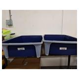 IRIS Open Top Cat Litter Box with Scatter Shield, Navy, Large Set of 2