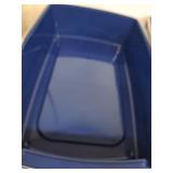 IRIS Open Top Cat Litter Box with Scatter Shield, Navy, Large Set of 2