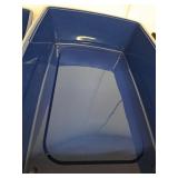 IRIS Open Top Cat Litter Box with Scatter Shield, Navy, Large Set of 2