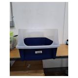 IRIS Open Top Cat Litter Box with Scatter Shield, Navy, Large Set of 2