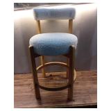 Sculptural Upholstered and Wood Boucle Counter Height Barstool Cream - Threshold: Round, Stained, Polyurethane Foam Filled - Retail: $160