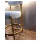 Sculptural Upholstered and Wood Boucle Counter Height Barstool Cream - Threshold: Round, Stained, Polyurethane Foam Filled - Retail: $160