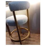 Sculptural Upholstered and Wood Boucle Counter Height Barstool Cream - Threshold: Round, Stained, Polyurethane Foam Filled - Retail: $160
