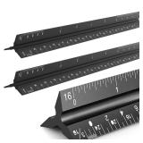 APPEARS NEW - 3 Pack Architectural Scale Ruler, 12 Inches Imperial Aluminum Architect Scale, Laser-Etched Triangular Drafting Ruler Drawing Ruler Tools for Architects, Engineers, Contractors, Black