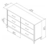 (ONLY Box 1 of 2) Bush Furniture Somerset Ash Gray 6-Drawer Standard Dresser