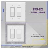 ENERLITES Double Decorator Switch Cover, Two Outlet Wall Plate, Oversized 2-Gang 5.50 x 5.50", Unbreakable Polycarbonate Thermoplastic, UL Listed, 8832O-W, White