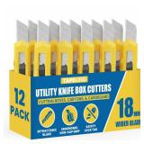 FACTORY SEALED - 3 Pack, Tape King Utility Knife Set (36 Total) | 18mm Wide Blade Box Cutter | Retractable Design, Compact And Versatile for Home, Crafts, Warehouse, Cartons, Cardboard, Office Supplie