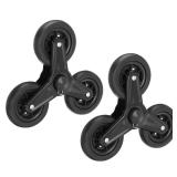 Stair Climbing Wheels Replacement 8 Inch, 2 Pack Rubber Foaming Shopping Cart Tri-Wheels Repair for Folding Rolling Laundry Grocery Cart, Black