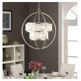 Brushed Nickel Crystal Orb 6-light Chandelier  - Retail: $299