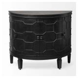 Mercana Romers II 18L x 38W Black Wood 4 Door Patterned Accent Cabinet