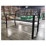 Black Metal Garden Bench with Lattice Back