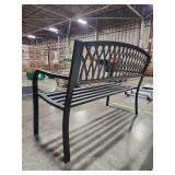 Black Metal Garden Bench with Lattice Back