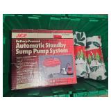 ACE Battery Sump Pump System with Holiday Fleece Throws