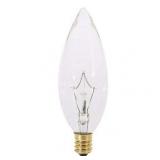 Satco A3684 60W 130V B10 Clear E12 Candelabra Base Incandescent Bulb - 5 Cases, 25 Per Box
