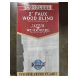 (1) Lotus & Windoware Cordless 2"  Faux Wood Room Darkening Horizontal Blind & (4) Lotus & Woodware Cordless 1" Vinyl Blinds